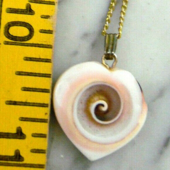 Beautiful Heart Carved Shell Pendant Necklace 20" chain Plate~bxd2 - Picture 2 of 4